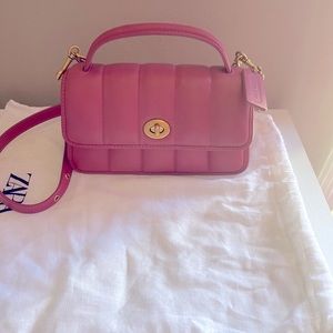 Coach pink turnlock quilted leather
